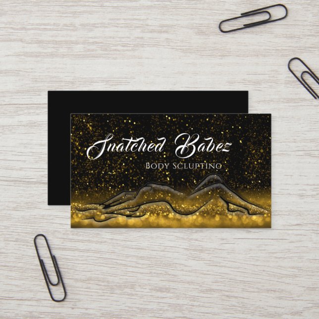 Body Sclupting Beauty SPA Logo Glitter Massage Business Card (Front/Back In Situ)