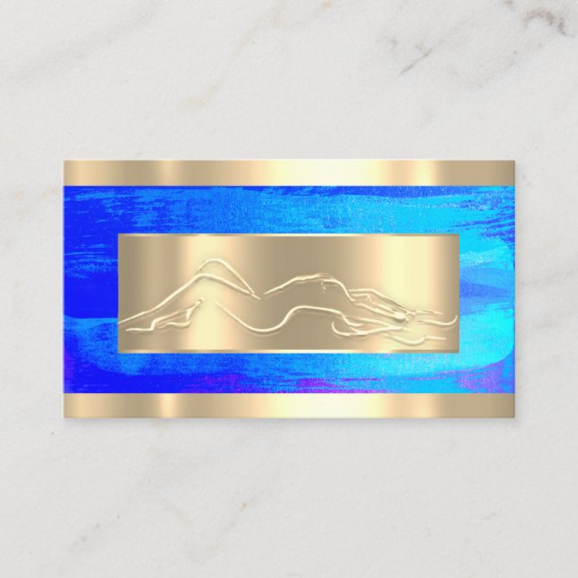 Body Sclupting SPA Code Logo Royal Blue Strokes Business Card (Front)