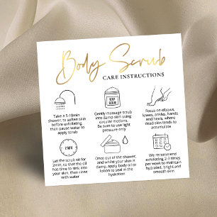 Body Scrub Application Guide White & Gold Logo Square Business Card