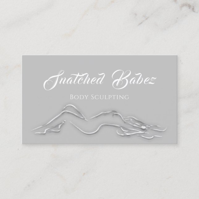 Body Sculpting Beauty Custom Logo Massage Grey Business Card (Front)