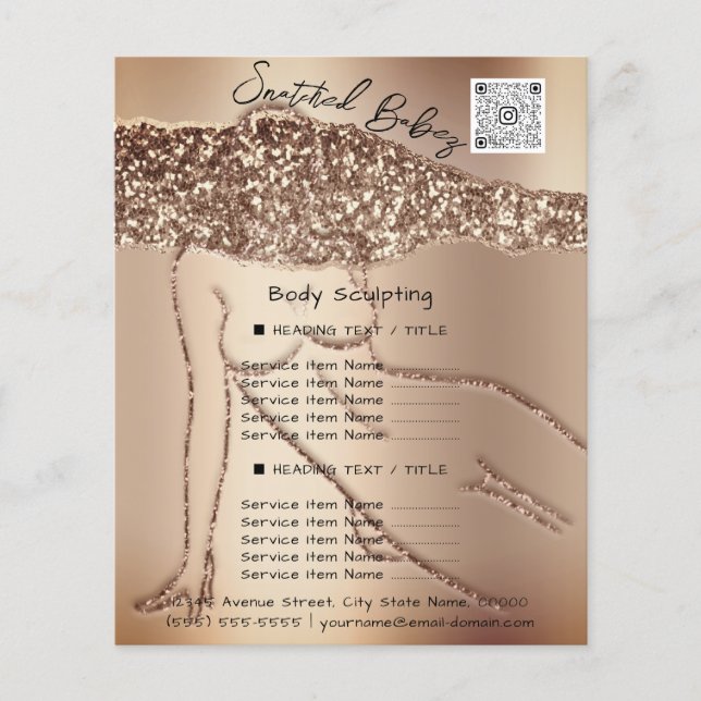 Body Sculpting Beauty Hair Salon QR LOGO Rose Flyer (Front)