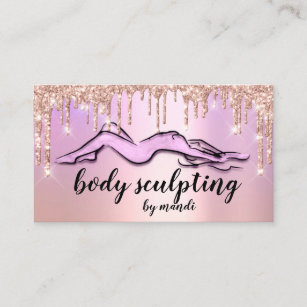 Body Sculpting Beauty Logo Glitter Drips Pink Business Card