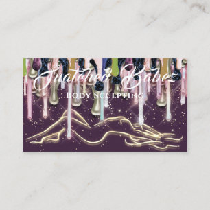 Body Sculpting Beauty Logo Massage Drips Purple Business Card