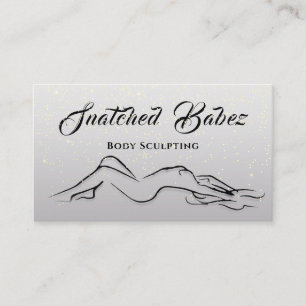 Body Sculpting Beauty Logo MassagE Grey Ombre Business Card