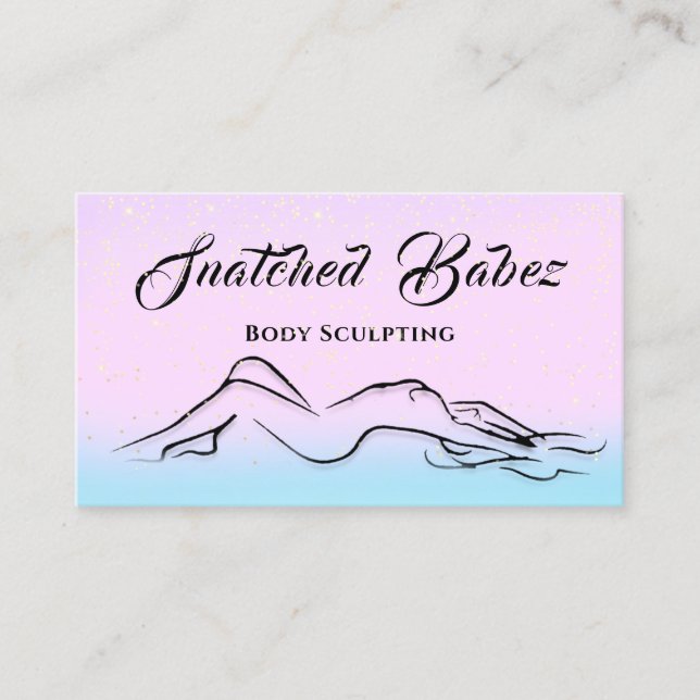 Body Sculpting Beauty Logo MassagE pink Blue Business Card (Front)