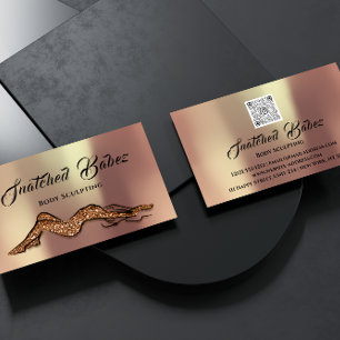 Body Sculpting Beauty Logo Massage  QE CODE Copper Business Card