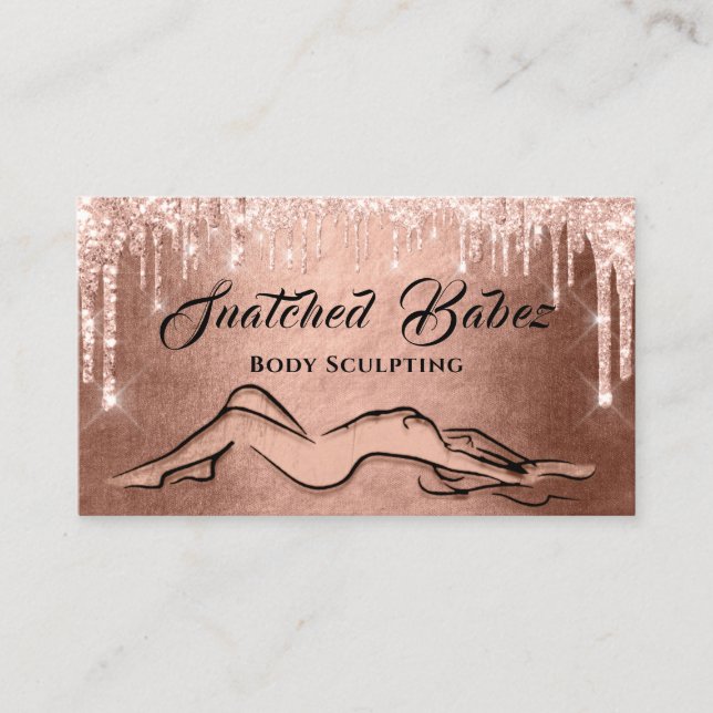 Body Sculpting Beauty Logo Massage  QRCODE Drips Business Card (Front)