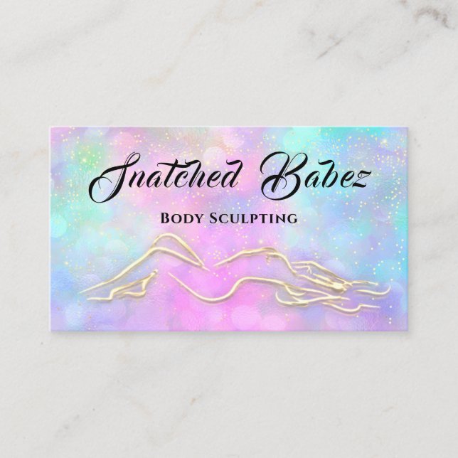 Body Sculpting Beauty Logo Massage Spa Blu Pink Business Card (Front)