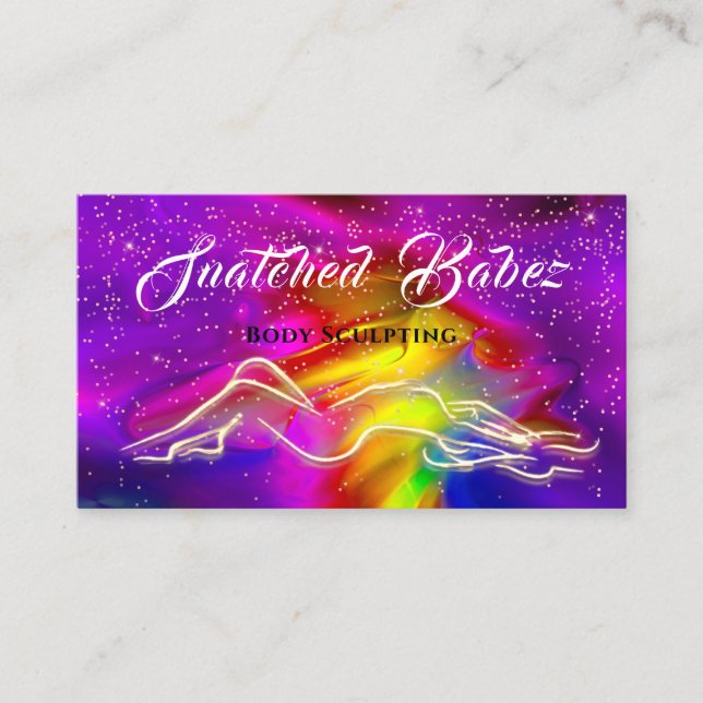 Body Sculpting Beauty Logo Massage Spa Holograph G Business Card (Front)