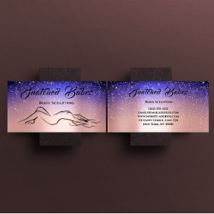 Body Sculpting Beauty Logo Massage Spa Pink Navy Business Card