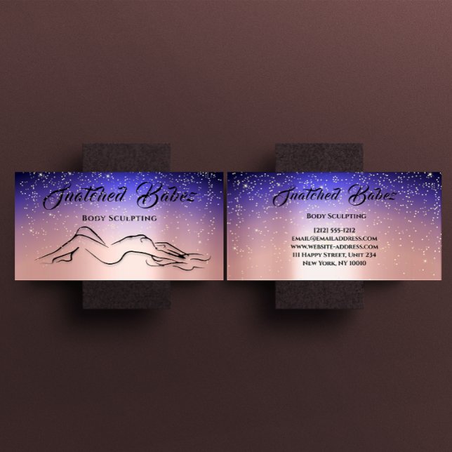 Body Sculpting Beauty Logo Massage Spa Pink Navy Business Card (Creator Uploaded)