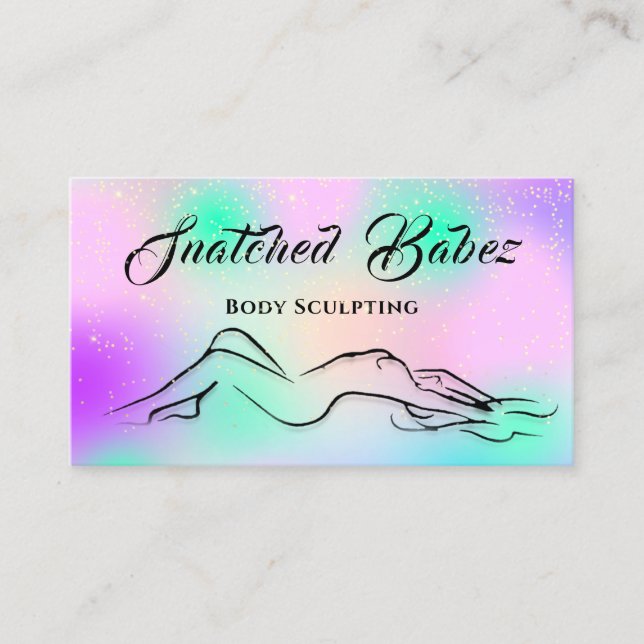 Body Sculpting Beauty Logo Massage Spa Pink Purple Business Card (Front)