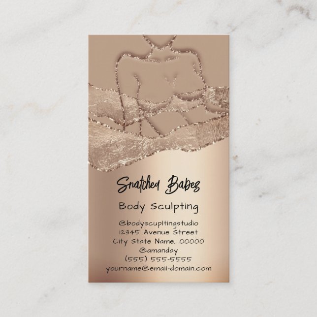Body Sculpting Cosmetics Logo QR Code Skinny Rose  Business Card (Front)