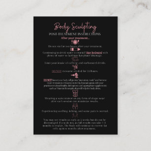 Body Sculpting Pre and Post Treatment Information Business Card