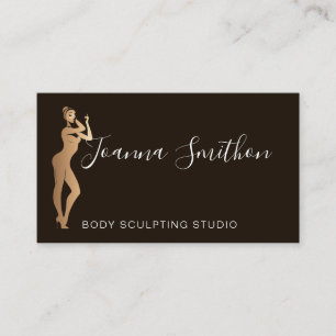 Body Sculpting QR Code Logo Black White Rose Business Card