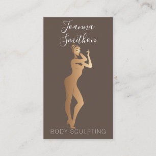 Body Sculpting QR Code Logo Rose Gold Business Card