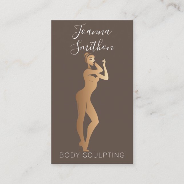 Body Sculpting QR Code Logo Rose Gold  Business Card (Front)