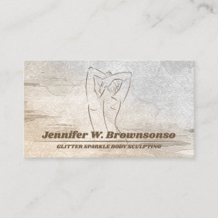 Body Sculpting Watercolor Wood Business Card
