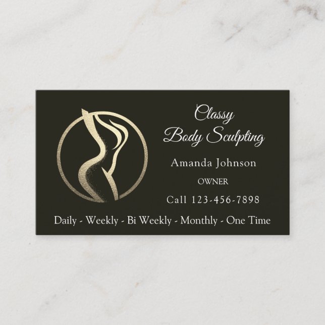 Body Shaping Sculpting Massage Care Qr Logo Black Business Card (Front)