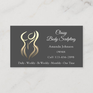 Body Shaping Sculpting Massage Gold Logo QR Grey Business Card