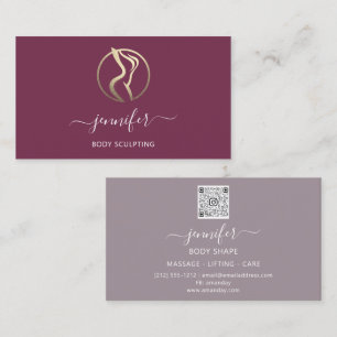 Body Shaping Sculpting Massage Gold Logo QRMarsala Business Card