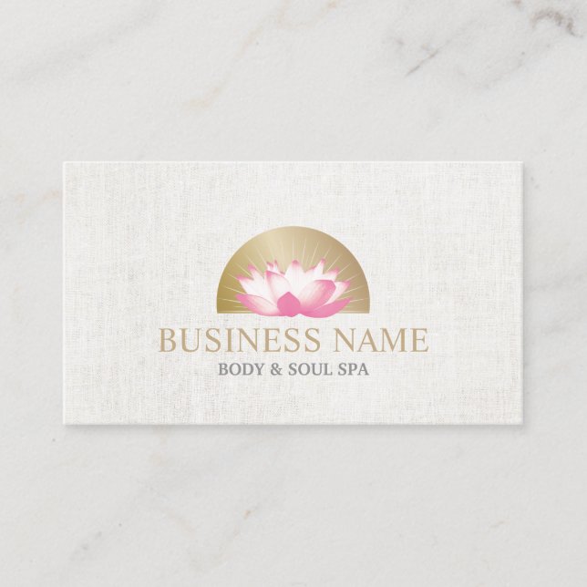 Body & Soul Spa Lotus Flower Gold Sun Yoga Business Card (Front)