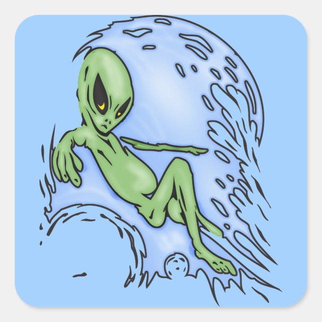 Body Surfing Alien Square Sticker (Front)