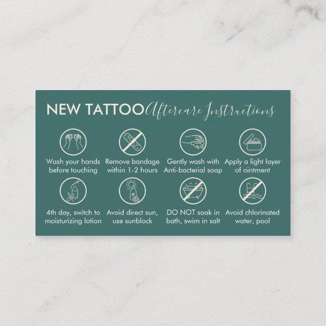 Body Tattoo Art Aftercare Instructions Business Card (Back)