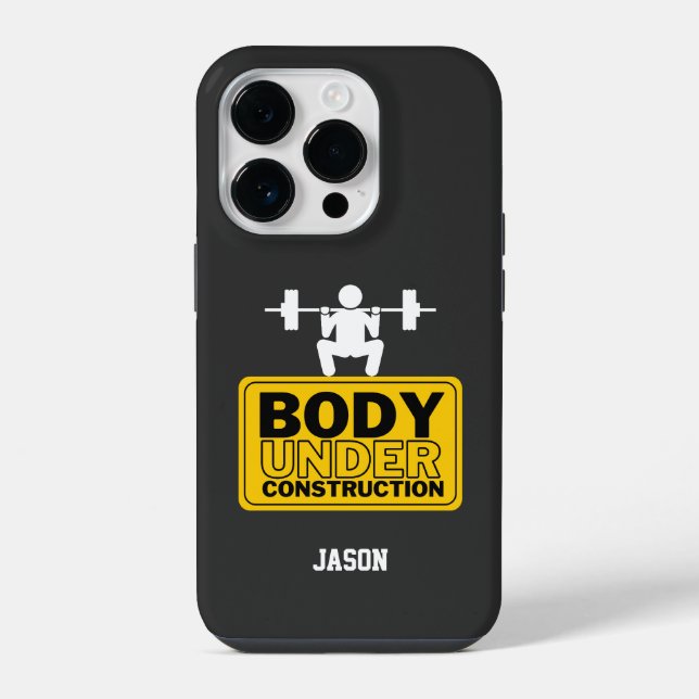 Body Under Construction Custom Name iPhone Case (Back)
