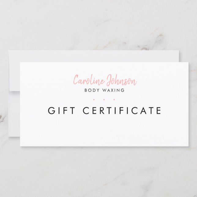 Body Waxing Gift Certificate Simple Minimal White Thank You Card (Front)