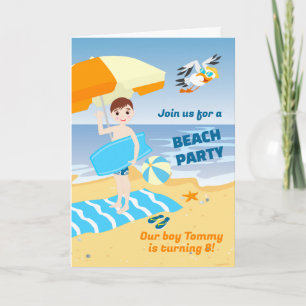 Bodyboard boy fun beach birthday party invitation