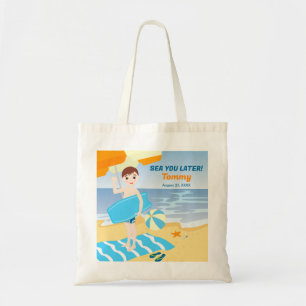 Bodyboard boy fun beach birthday party tote bag