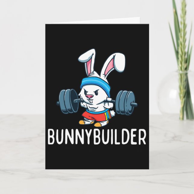 Bodybuilder Bunny Easter Bunnybuilder Fitness Gym  Card (Front)