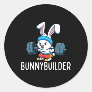 Bodybuilder Bunny Easter Bunnybuilder Fitness Gym  Classic Round Sticker