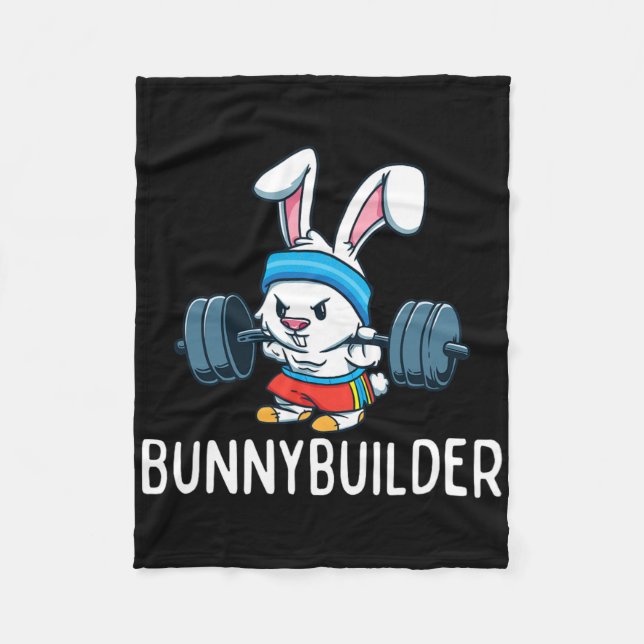 Bodybuilder Bunny Easter Bunnybuilder Fitness Gym  Fleece Blanket (Front)