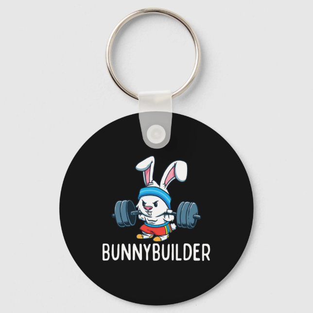 Bodybuilder Bunny Easter Bunnybuilder Fitness Gym  Key Ring (Front)