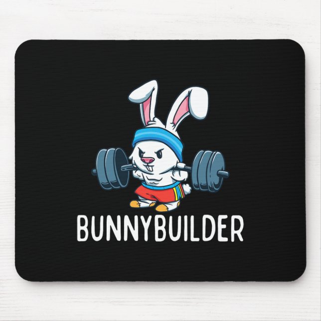 Bodybuilder Bunny Easter Bunnybuilder Fitness Gym  Mouse Pad (Front)