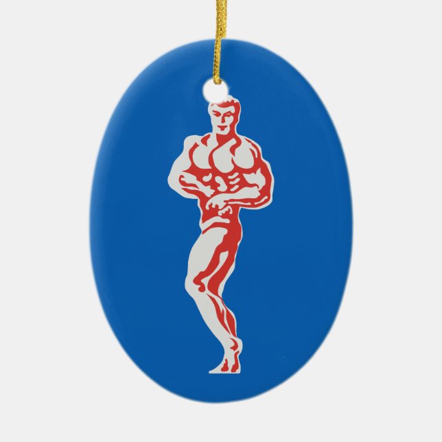 Bodybuilder Ceramic Tree Decoration (Front)