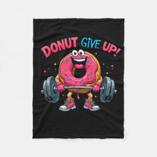 Bodybuilder Doughnut Give Up Humour Gym Workout Jo Fleece Blanket