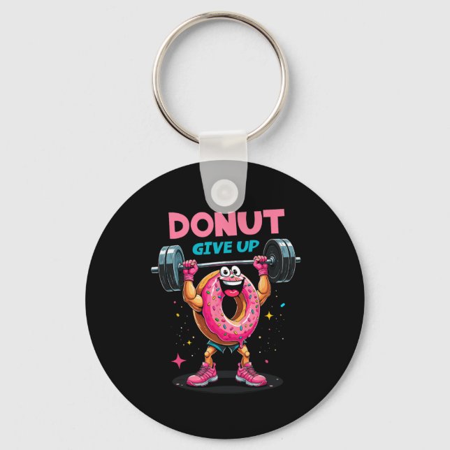 Bodybuilder Doughnut Give Up Humour Gym Workout Jo Key Ring (Front)