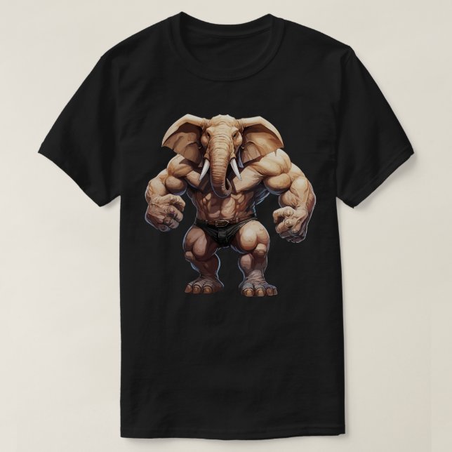 Bodybuilder Elephant T-Shirt (Design Front)