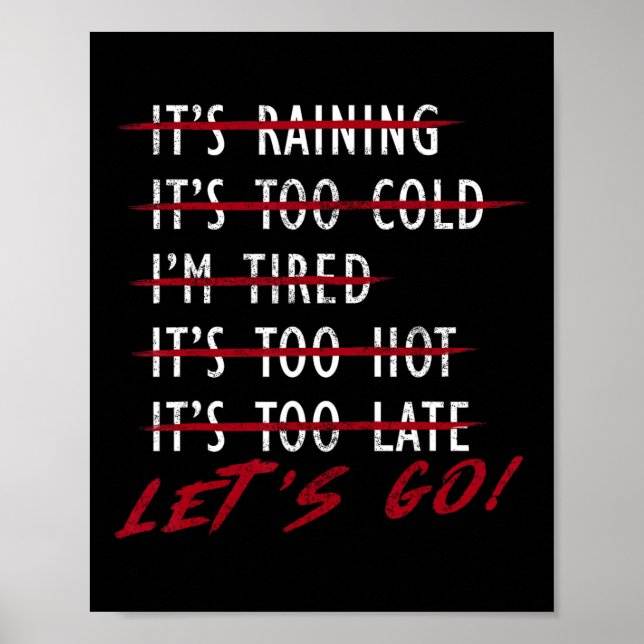 Bodybuilder Funny No Excuses Let's Go Gym Humour M Poster (Front)