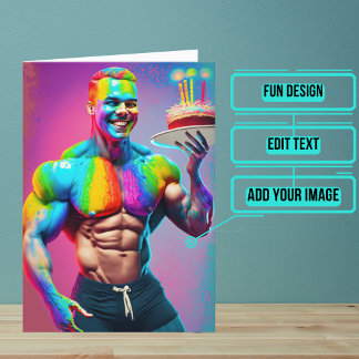 Bodybuilder Gay Birthday Card