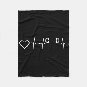Bodybuilder Heartbeat Dumbbell Weightlifting Gym F Fleece Blanket