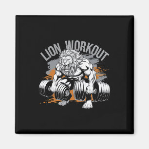 Bodybuilder Lion Lover Gym Wear Fitness Workout Bo Magnet