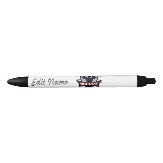Bodybuilder Muscle Black Ink Pen (Front)
