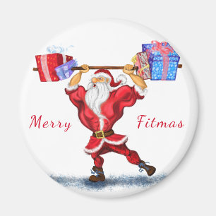 Bodybuilder Santa Claus with Christmas Gifts - Fun Magnet