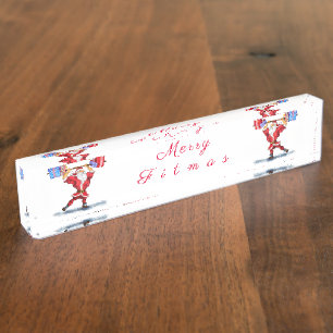 Bodybuilder Santa Claus with Christmas Gifts - Fun Nameplate