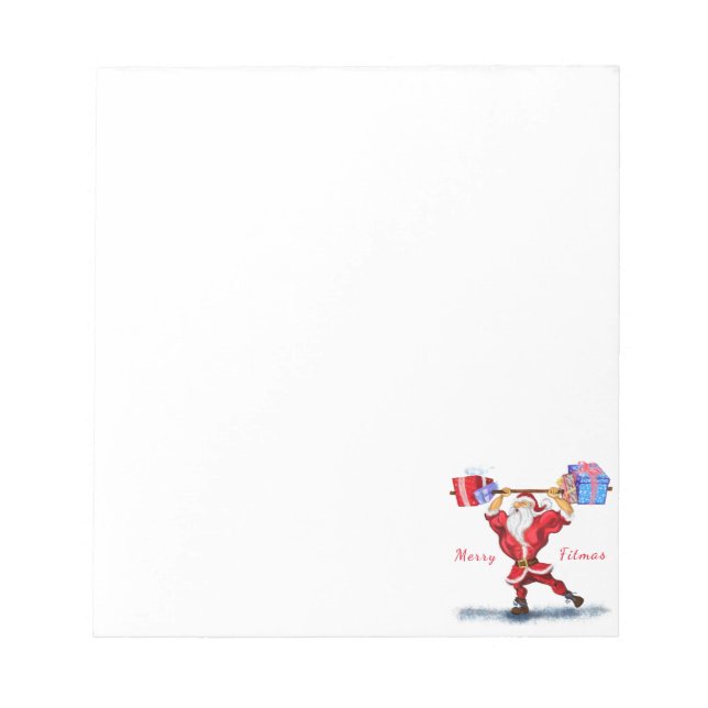 Bodybuilder Santa Claus with Christmas Gifts - Fun Notepad (Front)