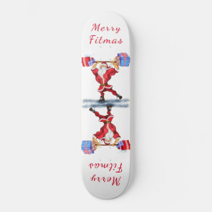 Bodybuilder Santa Claus with Christmas Gifts - Fun Skateboard